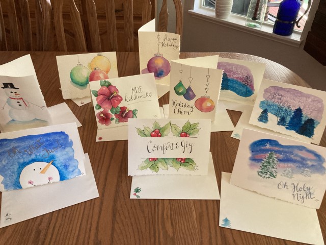 holiday watercolor cards